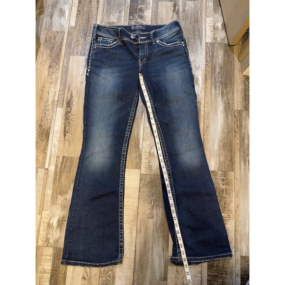 Silver Suki Surplus Womens Bootcut Jeans Size 12 Dark Wash Denim (worn hem) - Picture 2 of 9